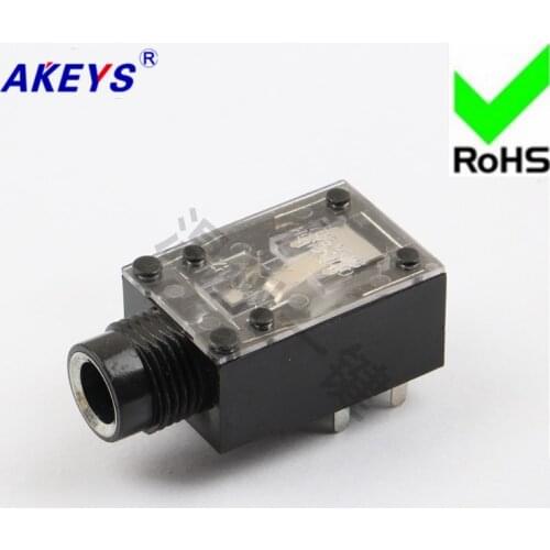 10 PCS PJ-605A silver plated transparent cover premium 6.35MM socket 6050 microphone socket 9 foot stereo earphone socket