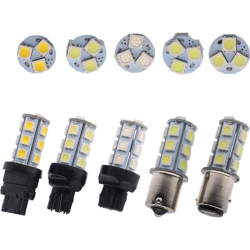 10Pcs T20 7440 7443 T25 18 LED Bulbs P21W/5W 18 LED 5050 SMD 18 smd White Car Bulb Stop Tail Light Rear Lamp DC 12VSignal Lamp