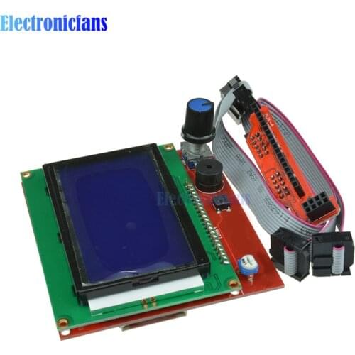 12864 LCD Graphic Smart Display Controller Panel Blue Screen Module with Adapter and Cable for arduino 3D Printer RAMPS 1.4 Hot