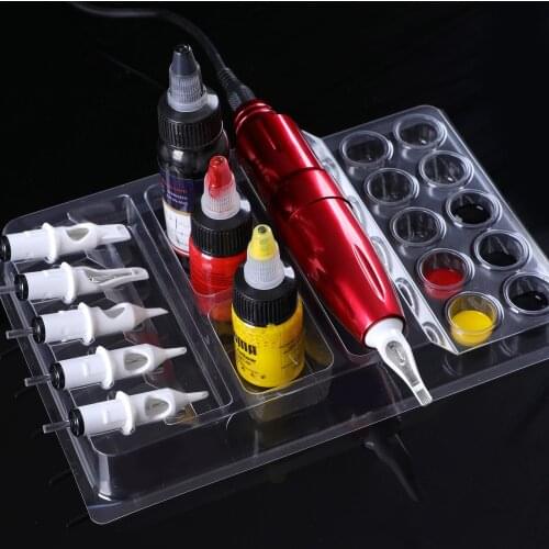25pcs/pack Plastic Needle Holder Ink Tray Disposable Tattoo Needle Display Stand Integrated Needle Ink Tray Tattoo Supplies