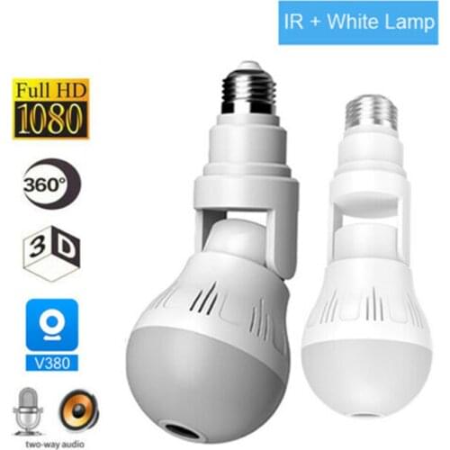 2MP Wifi Panorama Camera Security Lamp Panoramic Bulb CCTV Video Wireless IP Camera Surveillance Fisheye HD Night Vision Camera