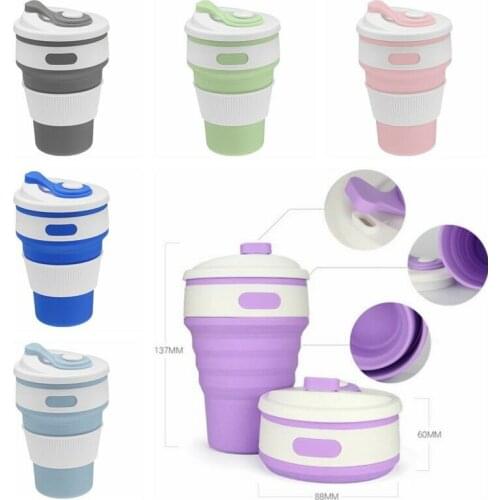 350ml Collapsible Coffee Cup Mug Silicone Reusable Travel Foldable Leak Proof
