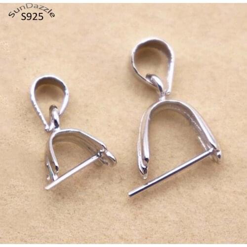 4pcs Real Solid 925 Sterling Silver Pendant Clip Clasp Pinch Hook Pin Ball Beads Connectors Jewelry Findings DIY Jewelry Making