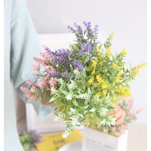 5 Fork Lavender Plastic Flower Home Decoration Artificial Flower Wedding Flower Wall Plant Wall Artificial Flower