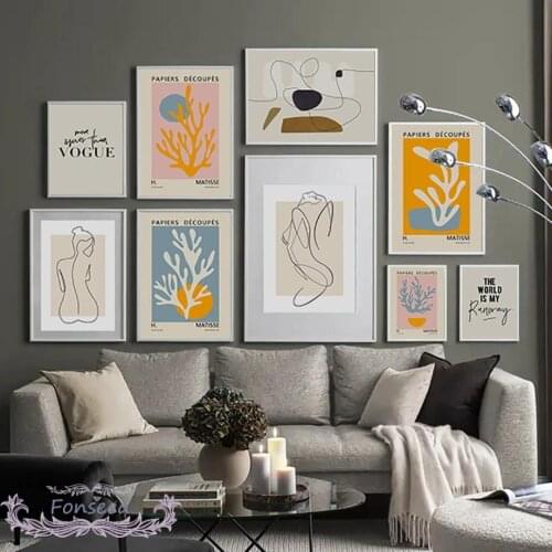 Abstract Sexy Line Drawing Girls Body Canvas Painting Nordic Coral Quotes Posters and Prints Wall Art Pictures for Living Room