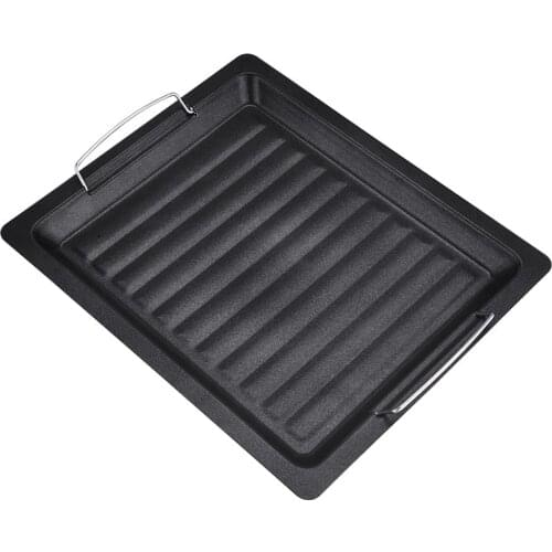 Non-Stick Thick Square Grill Pan with Two Helper Handles for Outdoor BBQ FK88