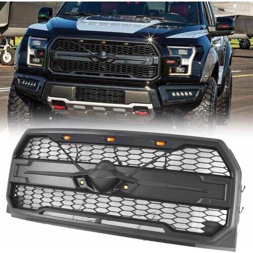 Car Front Bumper Grille Raptor Style Grill w/ LED Light For Ford F150 2015 2016 2017 F-150 15 16 17