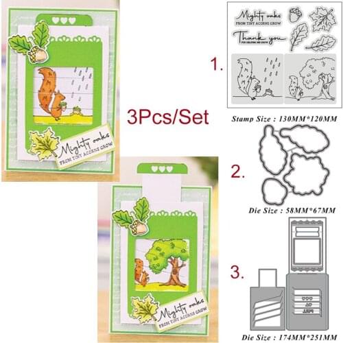 Squirrel and Pine Cones Agency Card Metal Cutting Dies and Stamps DIY Scrapbook Photo Album Decor Embossing Paper Cards New