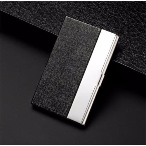 BISI GORO 2020 Fashion Slim Credit Card Holder Men Women Business Metal Case Name Card Case Stainless Steel Bank Card Wallets