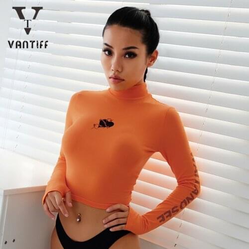 Bodycon Crop Tops Gothic Harajuku Zipper Long Sleeve Slim Tshirt Fashion Girl Top Tight Slim T-shirts Worn Sports Fitness Tops