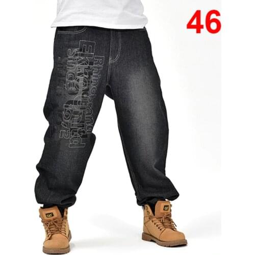 Baggy Jeans Men Denim Pants Loose Streetwear Jeans Hip Hop Casual Skateboard Pants for Men Plus Size Trousers Black S94