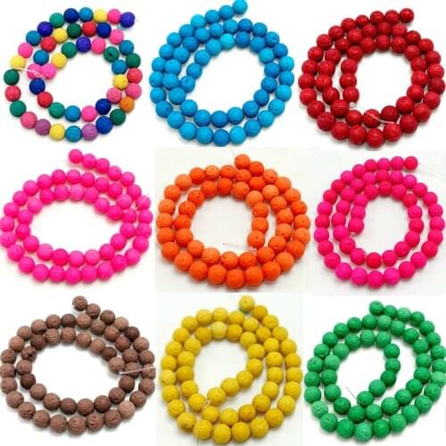 8mm No dust Colored Volcanic Stone Beads Loose Spacer Stone Beads For Jewelry Making DIY Bracelet Necklace Accessories