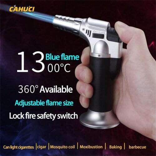 CAHUCI High jet Flame Butane Gas Metal body design Refillable Adjustable Butane Jet Torch Lighter BBQ Tools Flame Ignition Tool