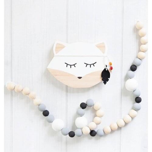 Wooden Animal Toys Fox/Bear/Rabbit/Cat Wall Decor For Nursery Wood Furniture Ornaments Baby Kids Room Scandinavian Props