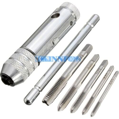 DHL 20Set 3-8mm 7/64 - 5/16'' M3-M8 T-Handle Ratchet Wrench + 5 Screw Tap Tapping Tool Set