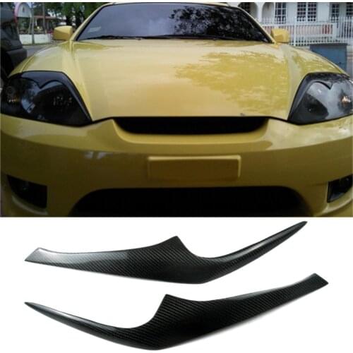 For Hyundai Coupe 2003 - 2005 Sport Headlight Lid Eyebrows Headlight Eyelids Decoration Cover Trim Carbon Fiber