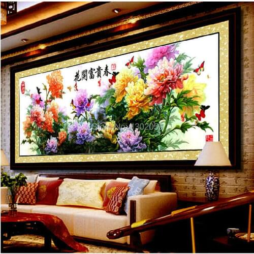 Factory Sale Cross Stitch Kit Needlework Embroidery Flower Rich And Honored ----Free Shipping