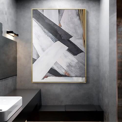 Oil painting canvas black and white lienzos cuadros decorativos pictures abstract moderne painting canvas custom artwork large