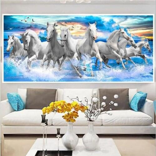 White horse big size diamond paintings full round drill 5d diamond mosaic novelties 3d Cross stitch home decor handmade art N864
