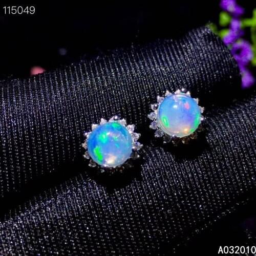KJJEAXCMY Fine Jewelry 925 sterling silver inlaid natural opal female earrings Ear studs lovely support detection