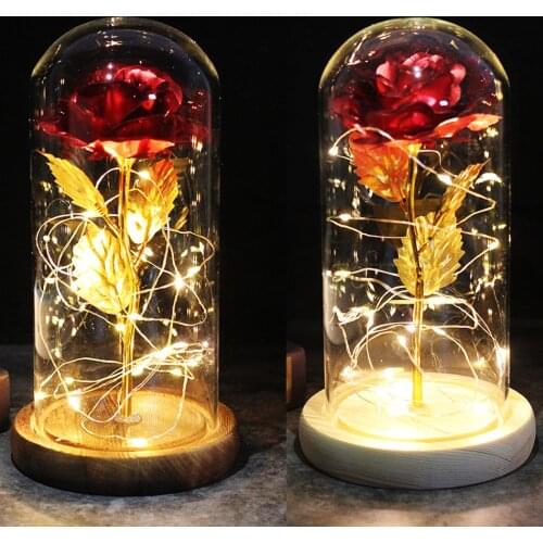 Beauty and the Beast Rose Eternal Rose LED Glass Dome Rose Red Rose Valentines Day Mothers Day Birthday Special Romantic Gift