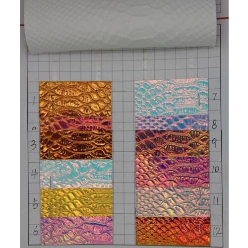 Laser snake artificial leather PU material holographic leather material wholesale for handbag, decoration