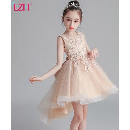 LZH Sleeveless Flower Girl Wedding Party Dress Baby Girls Princess Dress Formal Dresses For Children 4-12 Years Kids Clothing