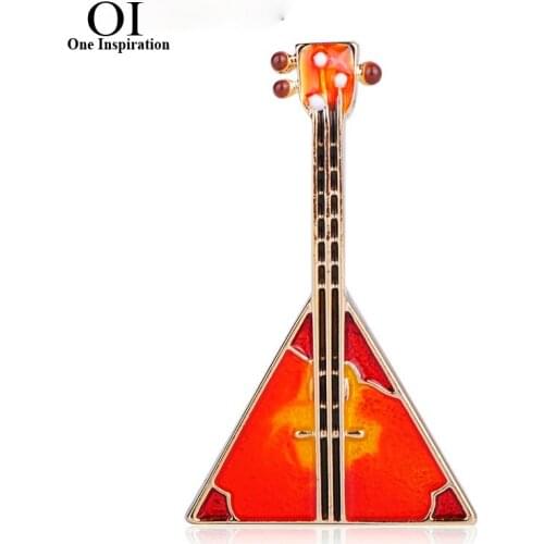 OI Fashion Musical Guitar Creative Brooches Fine Enamel Jewelry Girls Clothing Scarf Denim Coat Pins Accessories