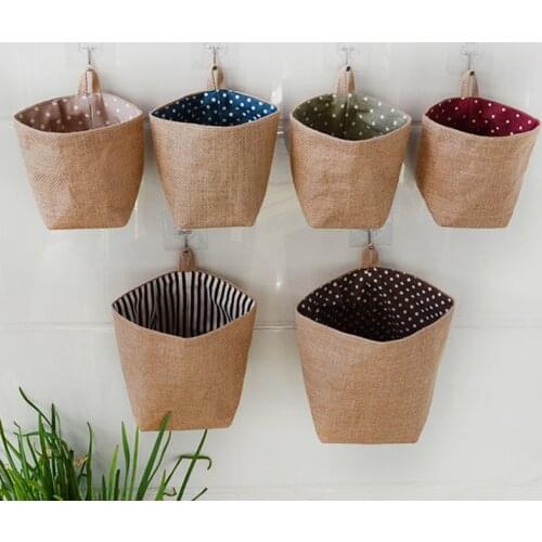 Washable Wall Hanging Storage Bag Home Kitchen Bathroom Office Door Table Organizer Living Room Cosmetics Container Plant Basket