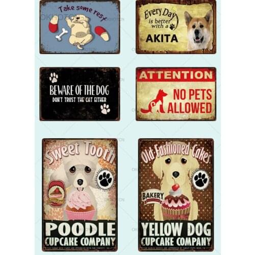 Cartoon Sign Metal Love Pets Poster Beware Of The Dog Gordon Setter Metal Sign Tin Poster Home Decor Bar Wall Art Painting