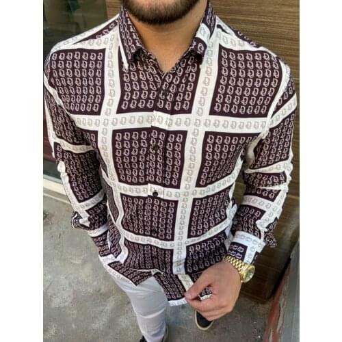 MENS BLACK WHITE PRINTED LUXURIOUS SHIRT