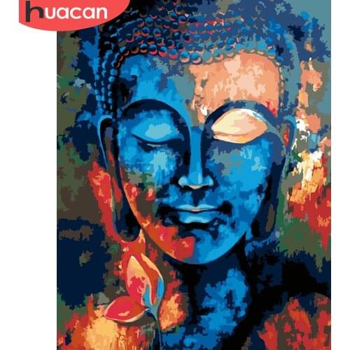HUACAN DIY Pictures By Number Buddha Kits Paint By Numbers Portrait Hand Painted Painting Art Drawing On Canvas Gift Home Decor