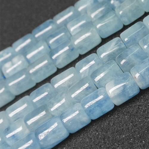 Natural Column Barrel Shape Blue Aquamarines Beads For Jewelry Making Beads 38cm Needlework DIY Beads Trinket For Women
