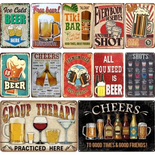 I Love Beer Vintage Metal Tin Signs Home Bar Club Pub House Decorative Metal Plates Wall Stickers Poster 30x20cm