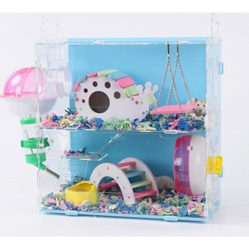 Wholesale Hamster House Acrylic Guinea Pig Cage Double-layer Oversized Villa Small Pet Supplies Toy Set 30x19x30cm