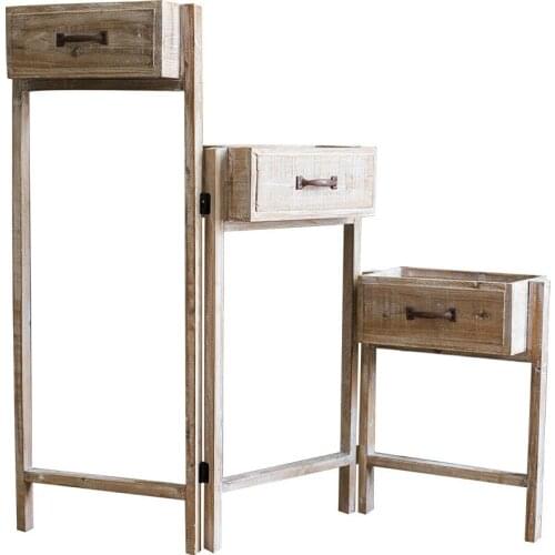 Retro And Old Solid Wood Ladder Flower Stand Garden Screen Partition Flower Pot Flower Arrangement Landscaping Wedding Props