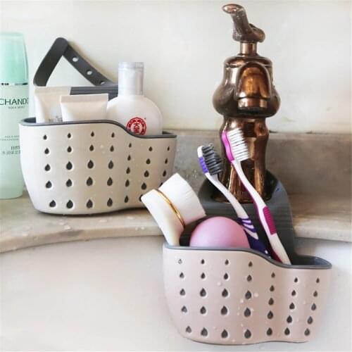Sink Shelf Soap Sponge Drain Rack Silicone Storage Basket Bag Adjustable Bathroom Holder Sink Kitchen Storage