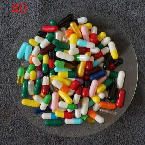 0# 1000pcs 0 size High quality colored hard gelatin empty capsules, hollow gelatin capsules ,joined or separated capsules