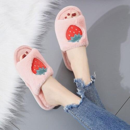 Fruit Slippers Soft Sister Non-Slip Flat Korean-Style Home Cotton Slippers Woman Shoes House Slippers Slippers Wear-Resistant
