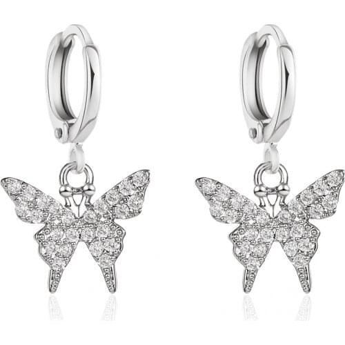 2020 New Fashion Butterfly Drop Earrings Women Glamour Luxury Silver Color Dangle Earrings Brincos Female Korean Jewelry Gifts