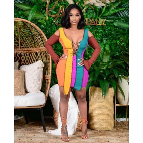 S-XXL Color Sexy Striped Irregular Tie Dress with Strapless Strapless Dress