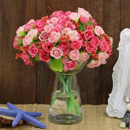 1 Bouquet 21 Head Artificial Fake Rose Wedding Party Home Decoration Flower