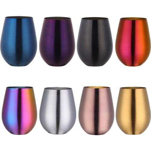 1PCS 500ml 17 Ounces Stainless Steel Beer Wine Cup Large Wine Glasses Cocktail Cup Metal Egg Shaped Gold Drinking Mug Coffee Cup