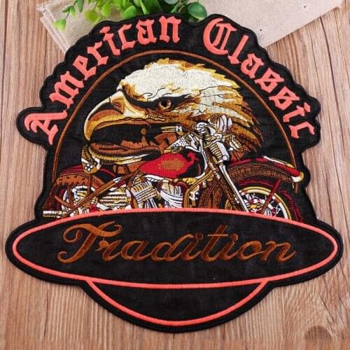 10pcs/lot large Vintage Embroidery Patch Eagle Head locomotive Letter Clothing Decoration Diy Iron Heat Transfer Applique