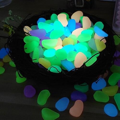 100Pcs/Pack Mix Color Luminous Stones Garden Yard Decor Fish Pond Accessories Swimming Pool Ornament Pebbles Home Furnishings