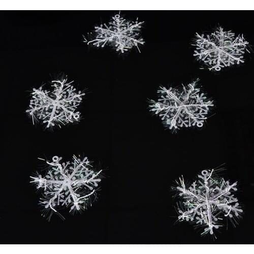 New 12Pcs Xmas Christmas Stereoscopic Tree Decoration White Snow Snowflake Bunch Hanging Ornaments for New Year Party 6cm