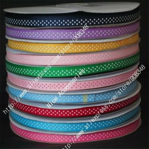 3/8'' 9mm 100% polyester dots printed grosgrain ribbon dotty gift Hair ribbon Accessories GR9