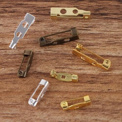 50 PCS 14mm 20mm Safety Metal Brass Brooch Base Gold Silver Plated Brooch Pin Blanks Settings DIY Accessories For Jewelry Making