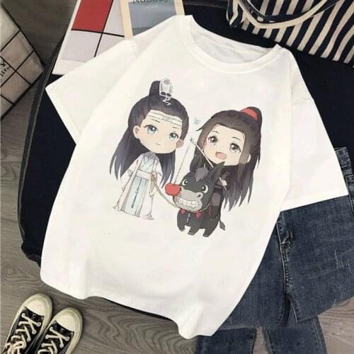 Anime Mo Dao Zu Shi Cosplay Costumes Wei Wuxian Lan Wangji Cosplay Cartoon Funny Short Sleeves Women Shirt