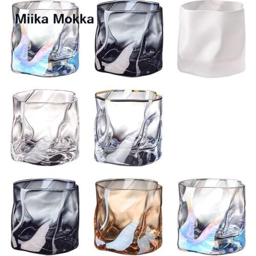 Wine Glass Coffee Mug Transparent Crystal Amber Rainbow Glass Cup for Household Whiskey Wine Vodka Bar Club Beer Glass